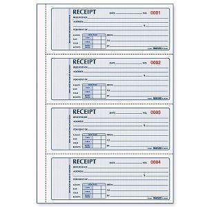 Rediform office product rent receipts book,carbonless,3 part,2-3/4x7,100 count for sale