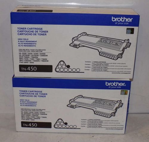 Brother Lot of 2 Toner Cartridges TN-450 High Yield Black