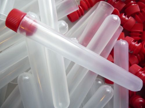 2,000 Count 13 x 100mm PlasticTest/Culture Tubes Frosted/Clear With Caps, New