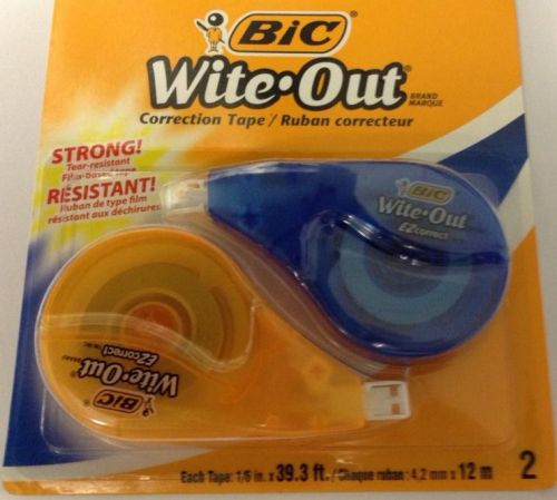 BIC Wite-Out Correction Tape, 2 Tapes Film Dispenser Precise Office School Pen