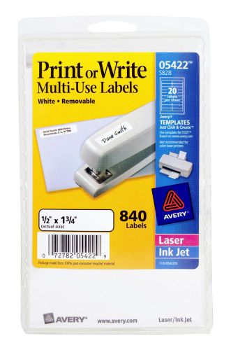 Avery Ave-05422 Multiuse Removable Rectangular Label - 0.5&#034; x 1.75&#034; White 05422