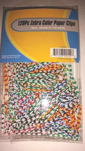 Paper Clips Multi Color Zebra Stripe  Standard Size 1-1/8 inch 120 pcs Per Pack