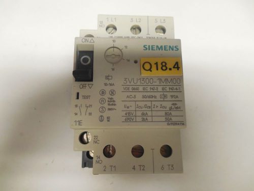 SIEMENS MANUAL MOTOR STARTER 3VU1300-1MM00 10-16A A AMP 3VU13001MM00