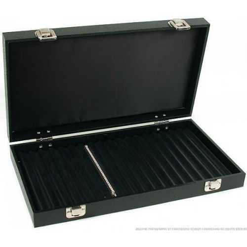 Black Faux Leather Bracelet Display Travel Case