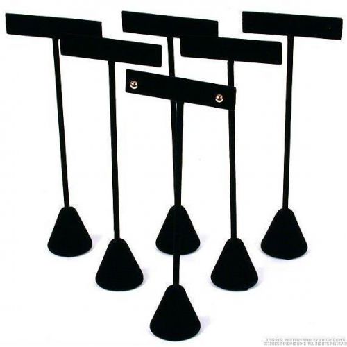 6 Black Velvet Earring T Stand Displays 6 1/2&#034;