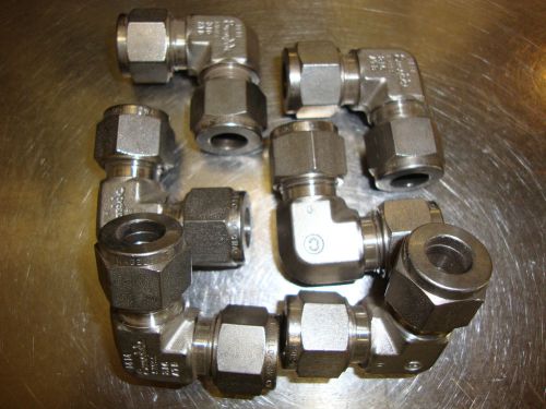 (6) NEW SWAGELOK SS-10M0-9 SS 316 10mm TUBE 90 DEG ELBOW FITTINGS