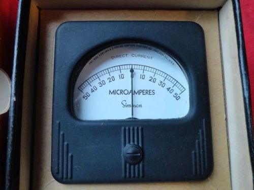 NEW OLD STOCK SIMPSON 15-109924 0 - 50 DC MICROAMP 3 1/2&#034; SQUARE PANEL METER NEW