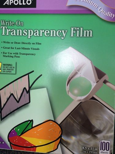 Apollo Write-On Transparency Film 8.5 x 11 Inches Clear 100 Sheets per Box (V...