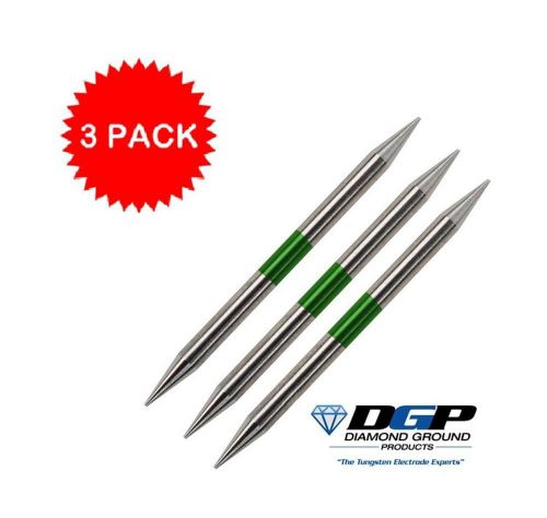 3 Diamond Ground Stinger TIG Tungsten Electrodes Pure Tungsten GREEN 1/16&#034;x1.5&#034;