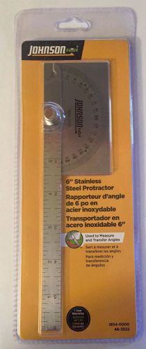 NEW NIP JOHNSON 6&#034; STAINLESS STEEL PROTRACTOR 1854-0000