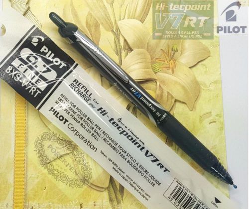 5 pens 5 refills pilot hi-tecpoint v7 rt pen &amp; bxs-v7rt refill black ink for sale