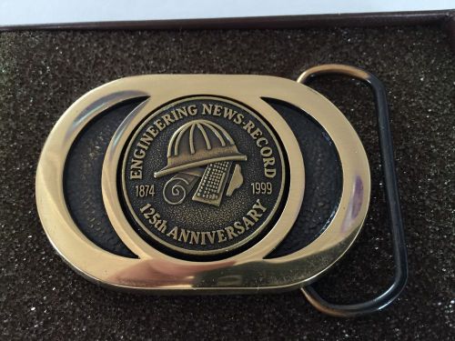 ENR ENGINEERING NEWS RECORD BRASS BELT BUCKLE 125TH ANNIVERSARY  McGRAW HILL