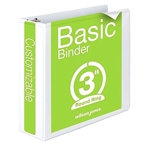 Wilson Jones Round Ring View Binder, 3 Inch, Basic, 362 Series, Customizable, Wh