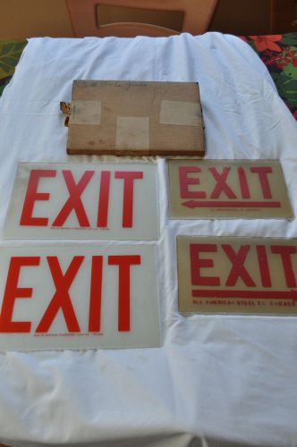 Vintage industrial factory steampunk exit sign glass panels 4 for sale