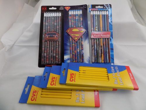 LOT OF 52 SUPERMAN NBA DODGE YELLOW WOODEN 2 PENCILS SCHOOL OFFICE SUPPLIES ST40