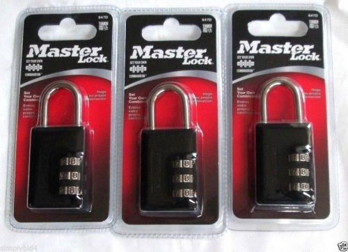 3 Pks   MASTER LOCK 647D, Combination Padlock, Steel Shaft