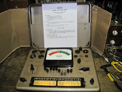 Vintage Triplet 3413 Tube Tester Good Working Order Roller Chart + Instructions