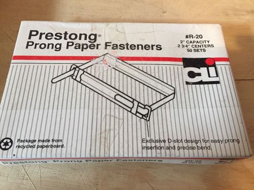 Prestong prong paper fasteners r-20 2&#034; cap 2.75&#034; centers 50 sets nos for sale