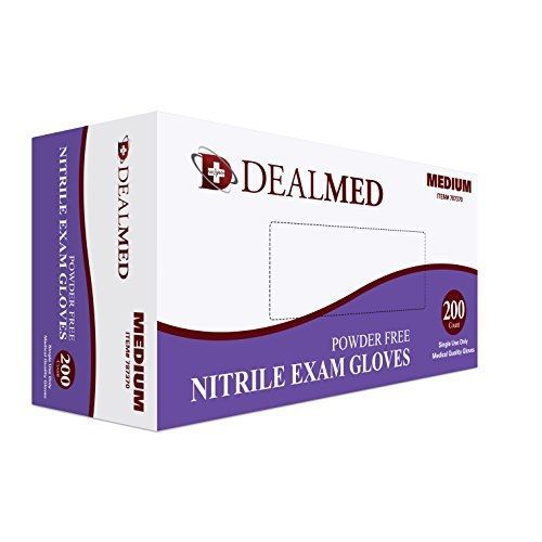 dealmed Disposable Nitrile Exam Powder Free Gloves, 200 Count, Size Medium