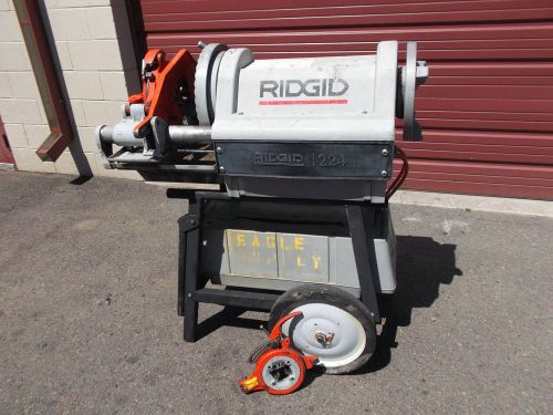 Ridgid 1224 pipe threader rigid conduit GC 1/2&#034; to 4&#034; has 2 dies and cart