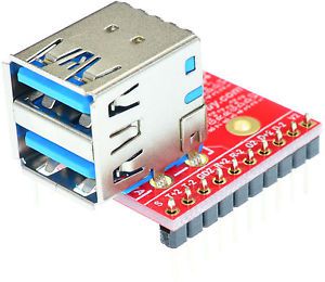 USB 3.0 Type A Female Dual socket breakout board, eLabGuy USB3-DAF-BO-V1A