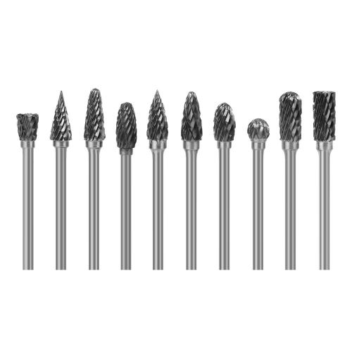 10pcs 6mm 1/8&#034; Head Tungsten Carbide Rotary Burrs Die Grinder Carving Set BI226