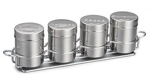 Tablecraft TableCraft 759X 4-Piece 6 Oz. Countertop Shaker Set with Chrome Rack