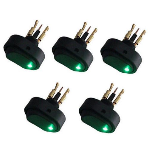 5x 12V 30A Green LED ON-OFF Rocker Car Boat Switch Toggle Triangle Plug Switch