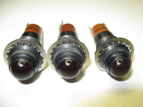 (3) Vintage DRAKE Ruby Red Panel Mount Indicator Lights w/ GE 313 Bulbs