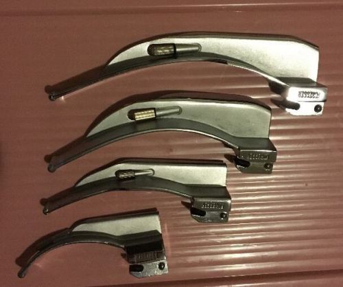 Set Of 4 FOREGGER Laryngoscope Intubation MAC 1 2 3 4 Blades All Work