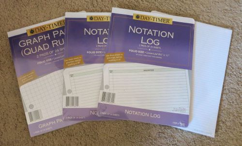 Day-Timer Notation Log, Graph Paper &amp; Lined Paper Refill Packs - 4 DayTimer