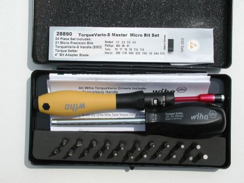 Wiha 24 pc. esd torque control microbit set: torque driver 15 - 80 in/oz&#039;s 28890 for sale