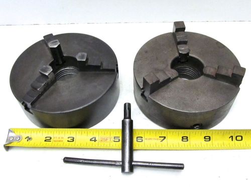 ATLAS CRAFTSMAN SOUTH BEND LATHE PAIR OF 5&#034; CHUCKS  thread 1 1/2&#034;-8