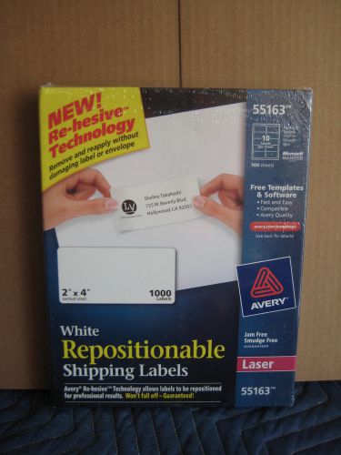 Avery 55163 Re-hesive Label For Laser Printer 2 x 4 White 1000 labels 100 sheets