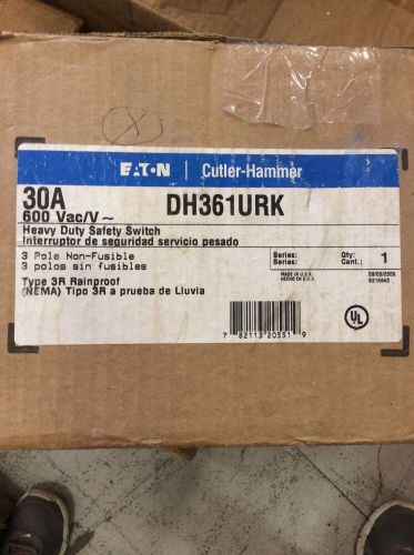 Eaton Cutler Hammer Heavy Duty Disconnect DH361URK 30 Amp 600 Volt Non Fusible