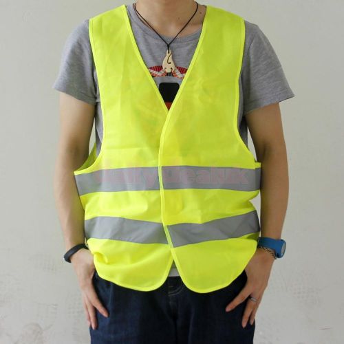 MagiDeal Safety Waistcoat Vest Grey Reflective Strips Yellow Fluorescein