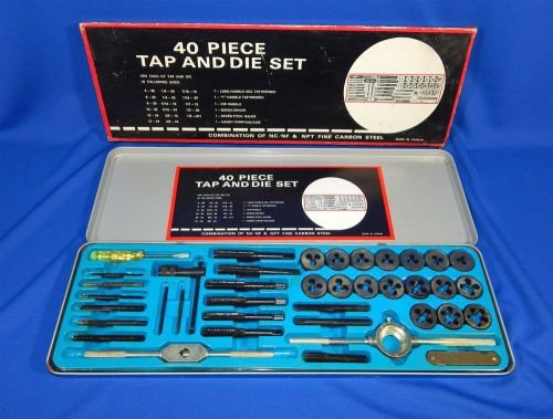 40 Pc Vintage Tap &amp; Die Set Combination of NC/NF &amp; NPT Fine Carbon Steel - NOS