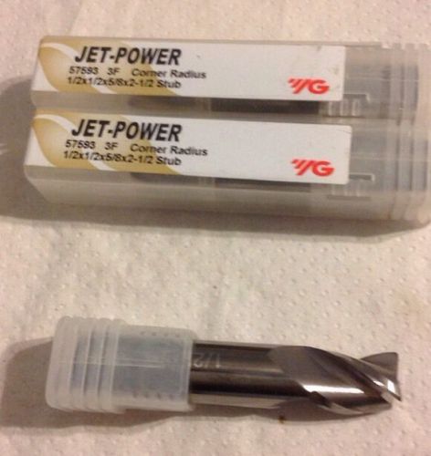 YG JET-POWER CARBIDE  3 FL 35D HELIX STUB EM 1/2 X 1/2 X 5/8 X 2 1/2 LOT OF 3