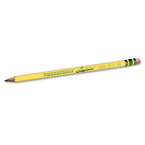 Ticonderoga Laddie Woodcase Pencil w/ Eraser, HB #2, Yellow Barrel, Dozen