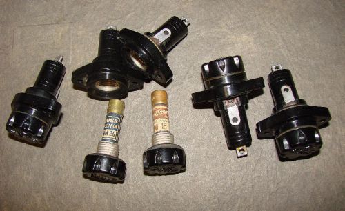 5 Large Cartridge Fuse Holders, NOS