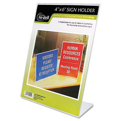 Clear Plastic Sign Holder, Desktop, 4 x 6, Sold as 1 Each