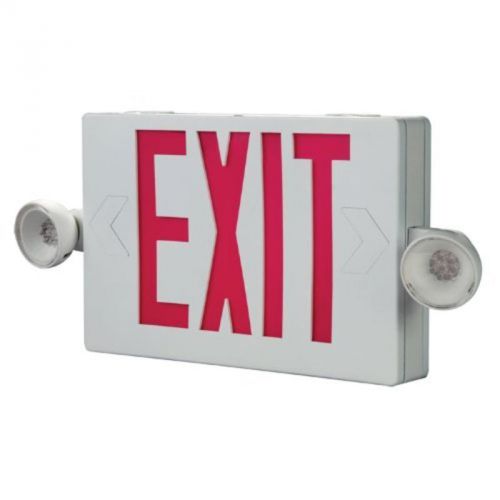 Combo Unit, White Housing, Remote Cap, Led-Exit, 2 Led Emergency Light Heads