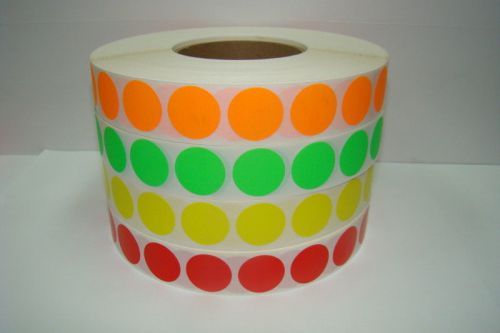 4 Rolls 5100 1&#034; Round Colored Thermal Transfer Labels