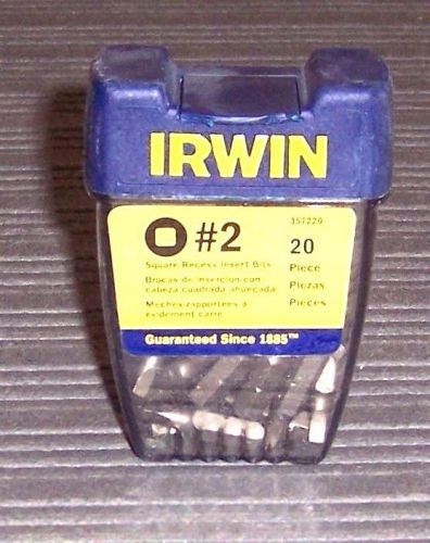 20 pack irwin 357220 #2 square recess insert bits for sale