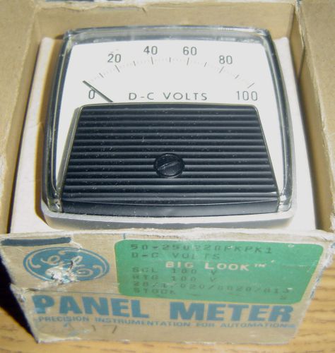 New GE General Electric D-C Volts 0-100 DC Big Look Panel Meter 50-250220PKPK1