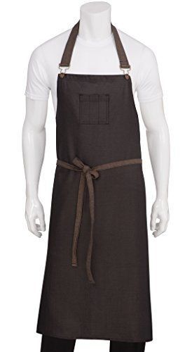 Chef Works ABCWT001-BNB-0 Wet Look Chef&#039;s Bib Apron, Brown/ Black