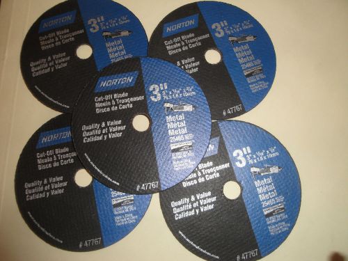 Norton # 47767 - 3&#034; X 1/16&#034; x 3/8&#034; Cut Off Blades-  5 Count