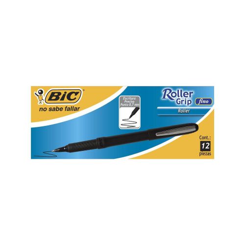 BIC Grip Stick Roller Ball Pen, Fine Point (0.7 mm), Black, 12 Pens 3 packs