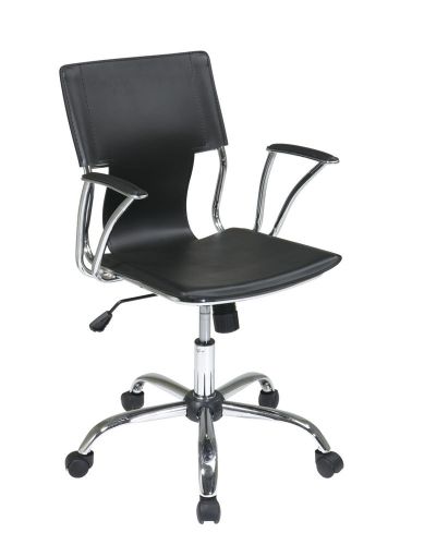Dorado Office Chair with Fixed Padded Arms and Chrome Finish in Black