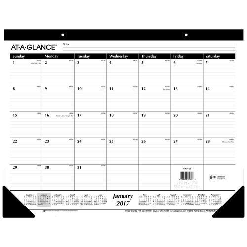 At-a-glance desk pad calendar 2017 monthly ruled 21-3/4 x 17&#034; (sk24-00) 1-pack for sale